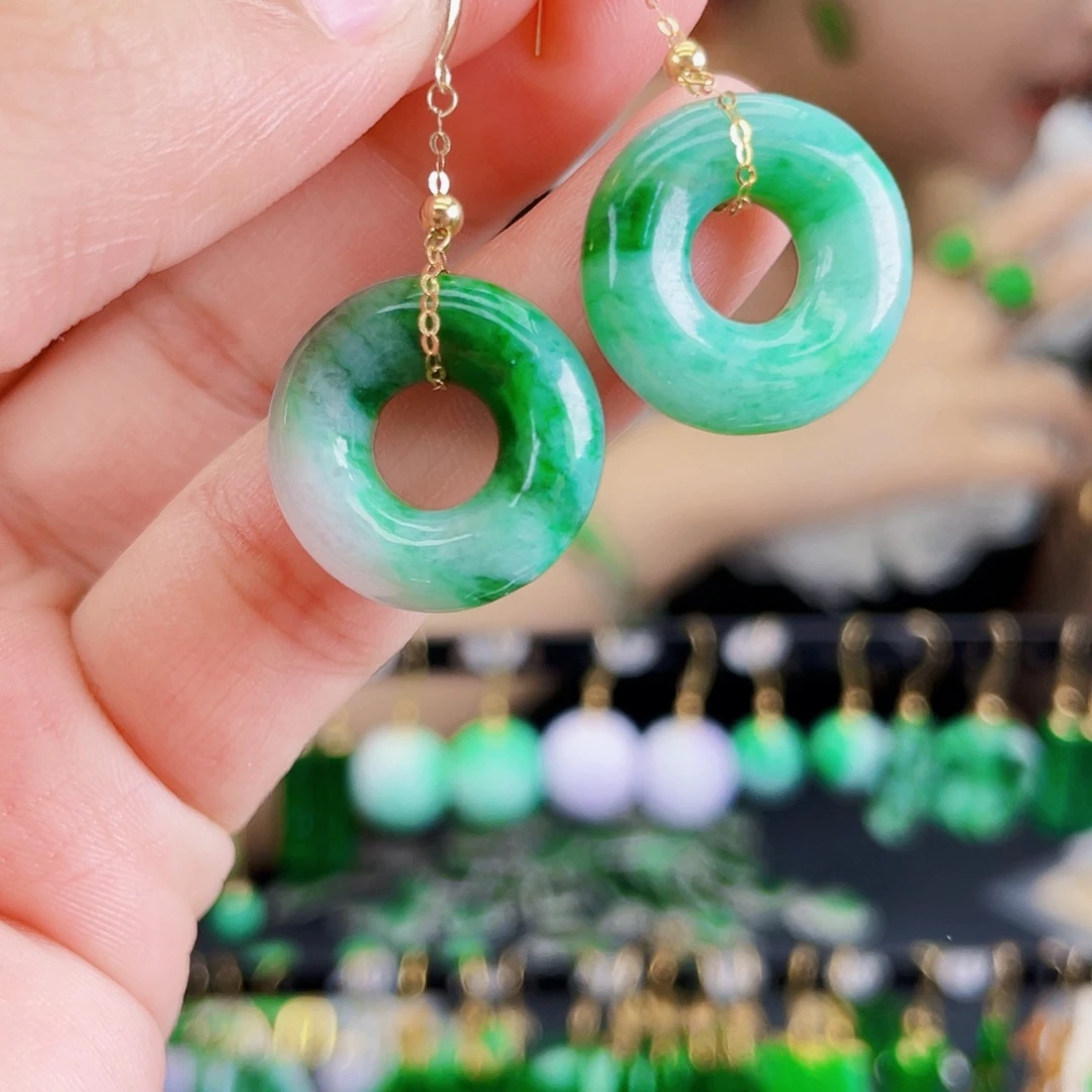 翡翠18K金镶嵌耳饰