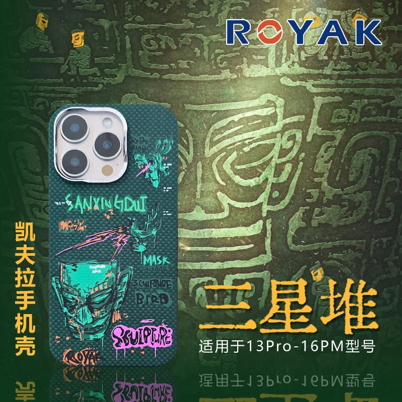 ROYAK三星堆适用苹果13Pro-16Pro轻薄凯夫拉芳纶手机保护壳