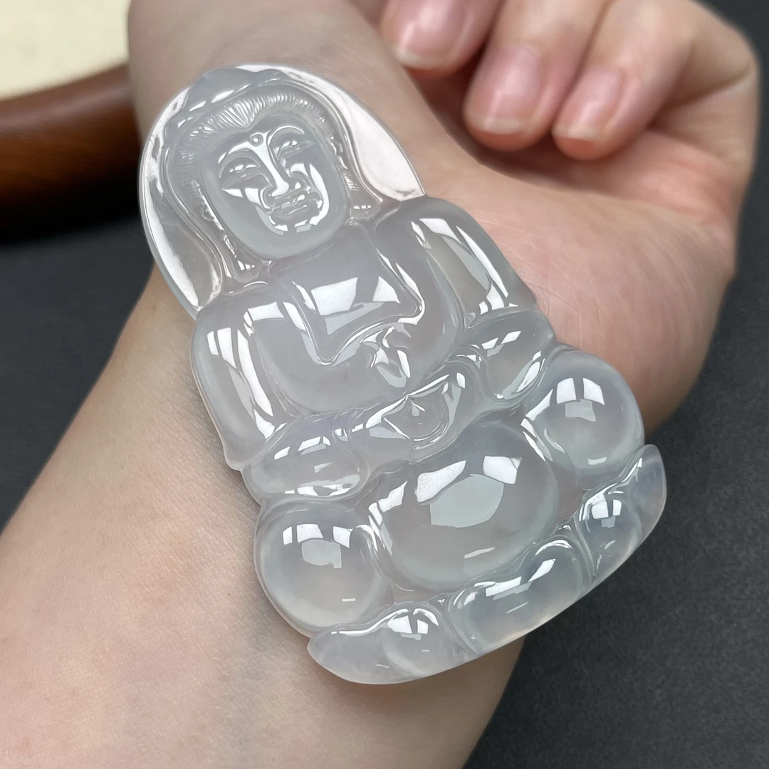 天然缅甸翡翠A货冰种冰胶正装细腻男士翡翠翡翠直播玉吊坠