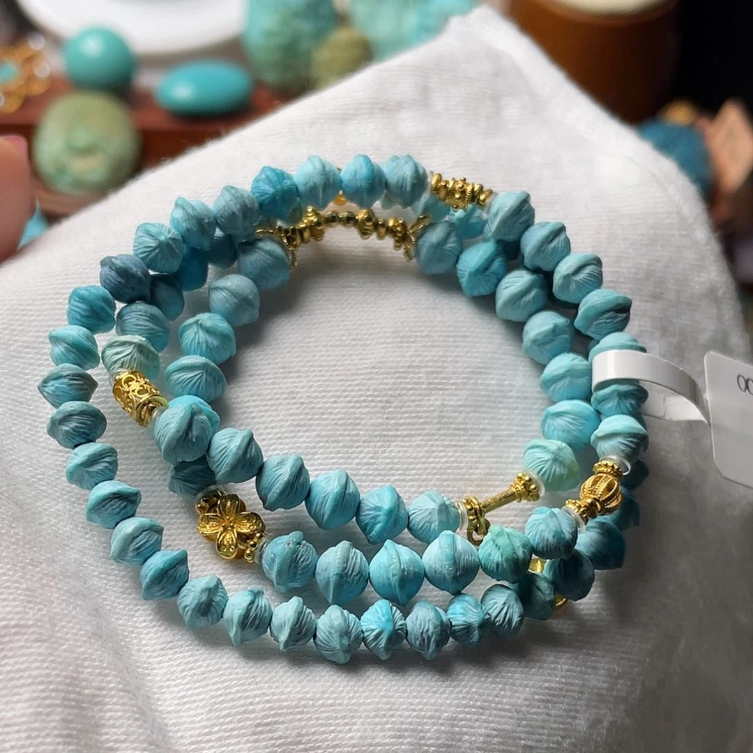 绿松石珠宝奇石18K金镶嵌