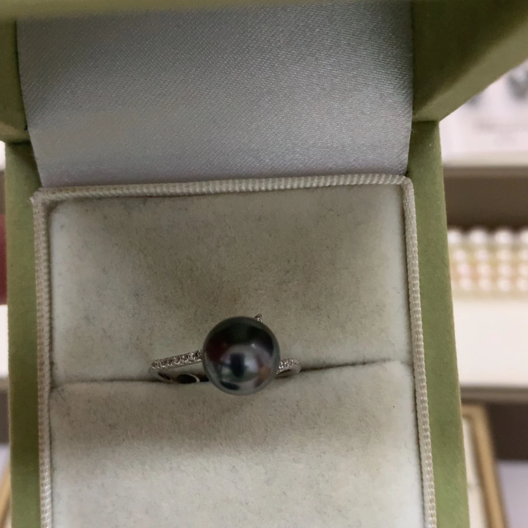 海水珍珠银S925镶嵌戒指8-9大溪地戒指