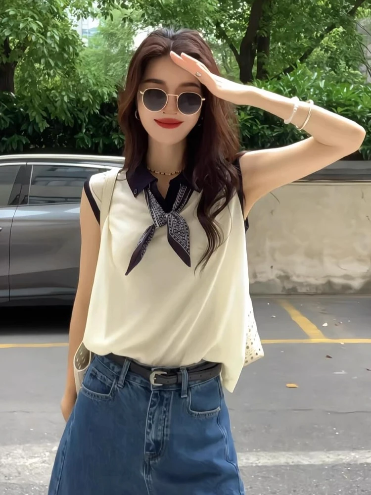 2025超火夏装一整套韩系穿搭洋气减龄翻领白色短袖t恤短裤套装女