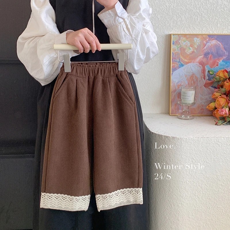 【本妈】冬“冬日暖阳”女童洋气加厚时髦加绒冬装阔腿裤WT010 19‘9