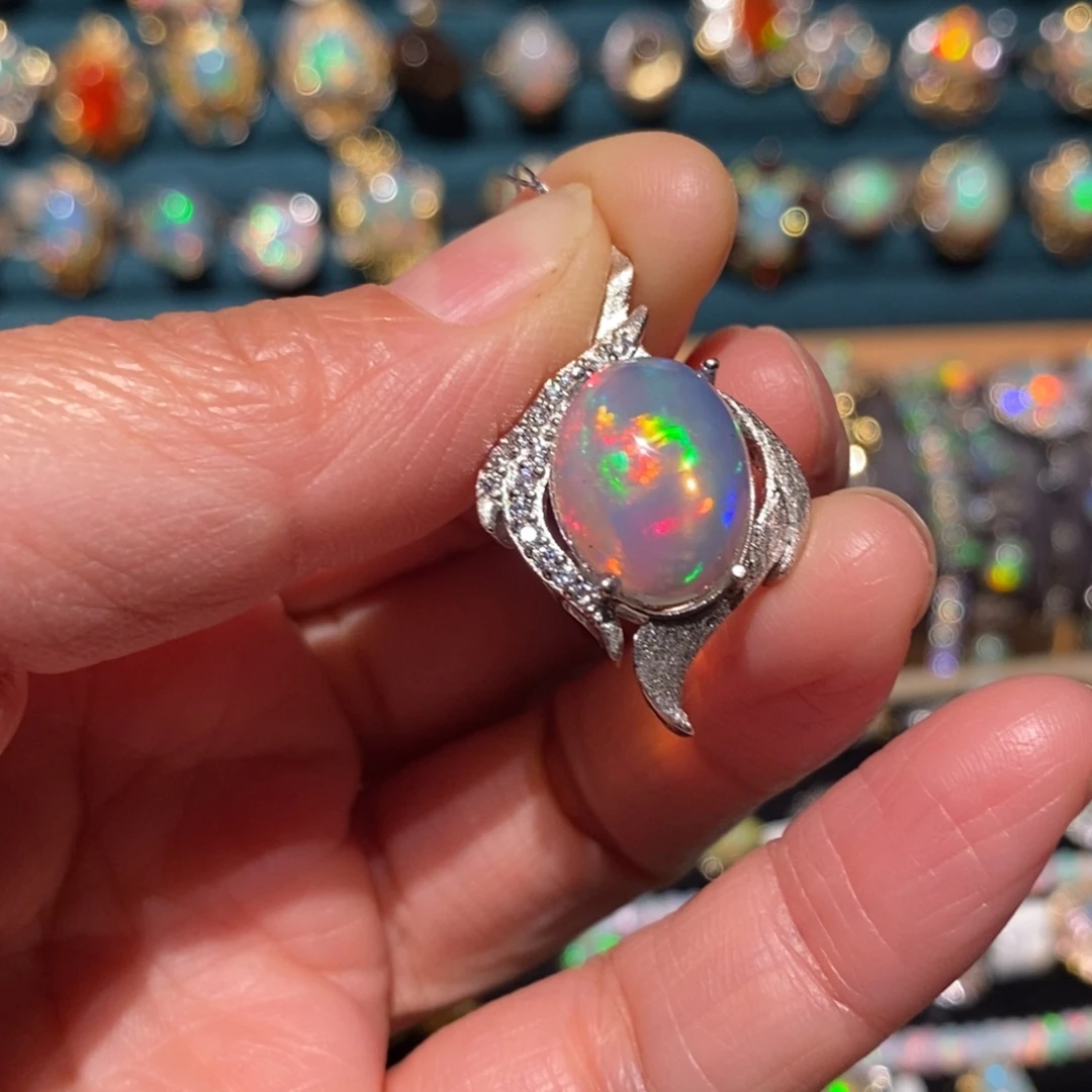 欧泊银S925镶嵌吊坠