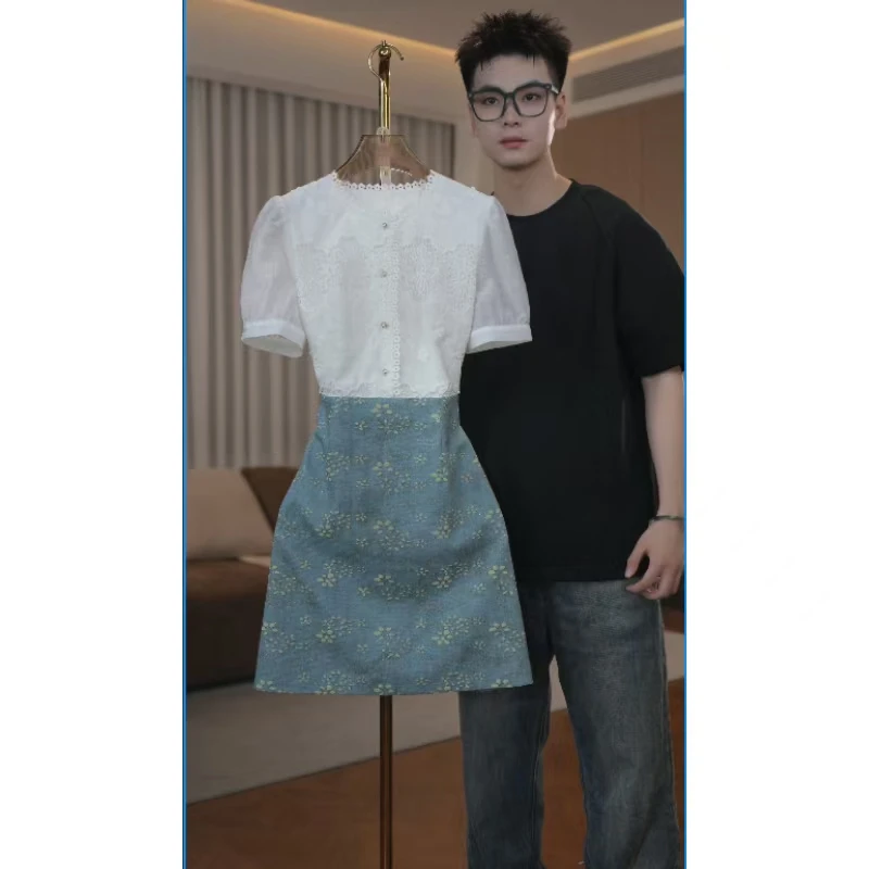 【现货】2038夏季新款气质收腰短袖显瘦连衣裙