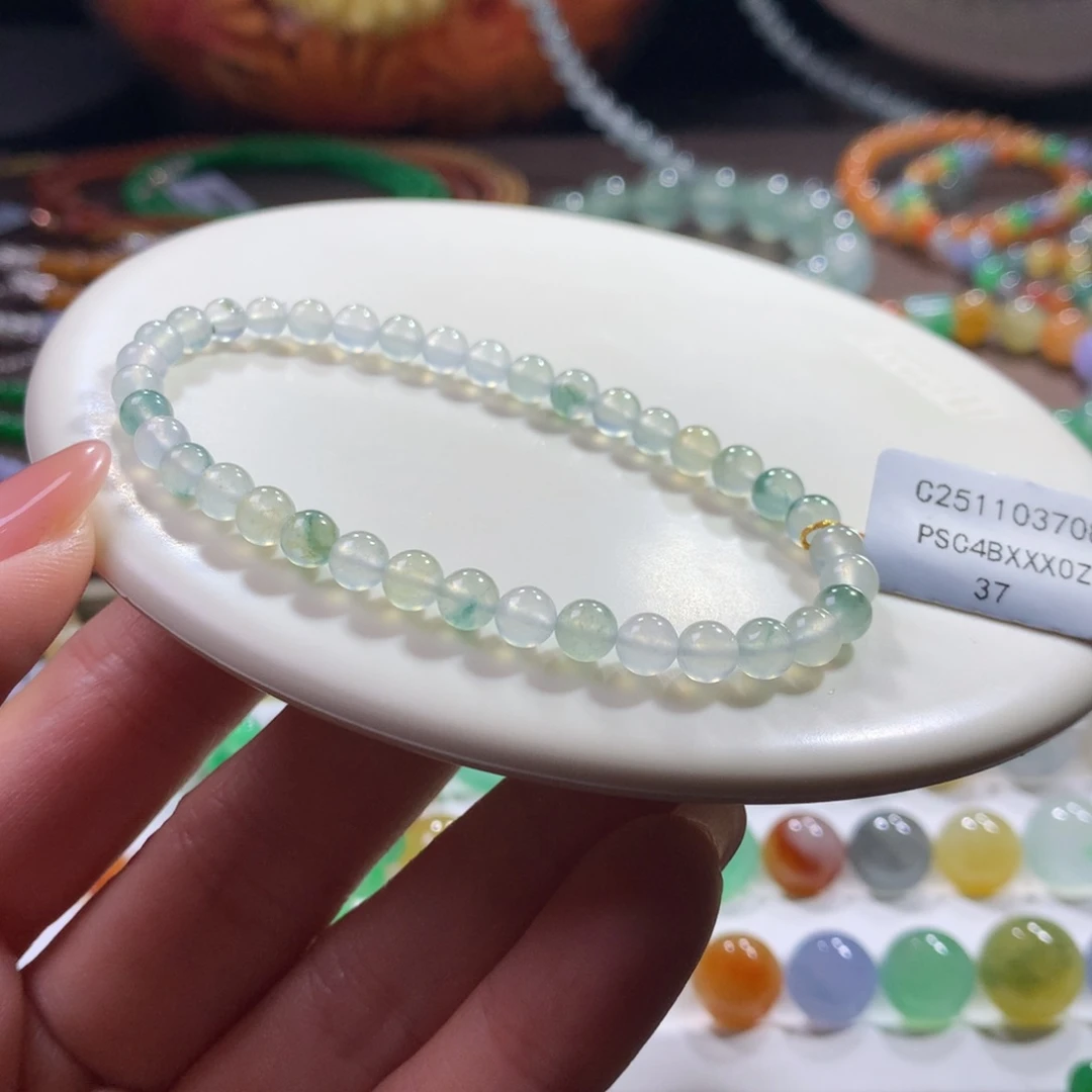 翡翠未镶嵌戒指高冰黄加绿飘花卡4.3-4.9