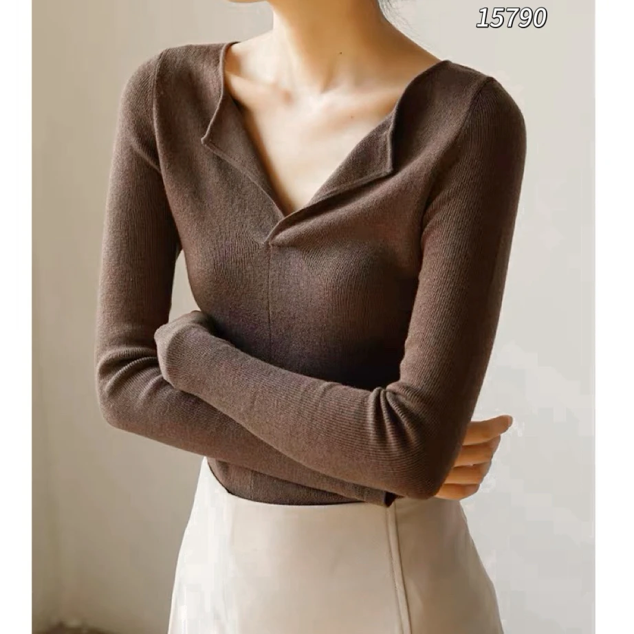 15790（部分无水洗唛，介意慎拍）WANGDAN新款剪刀净版针织长袖