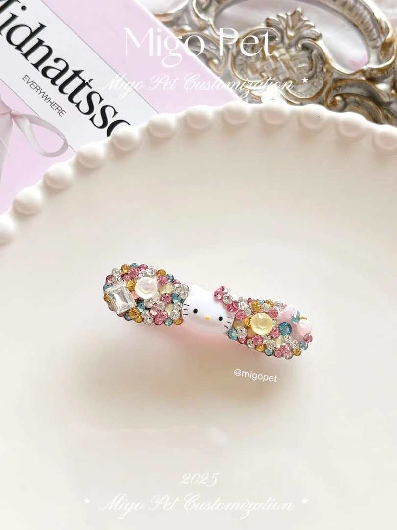 Migo-摩卡拼色可爱猫猫顶夹