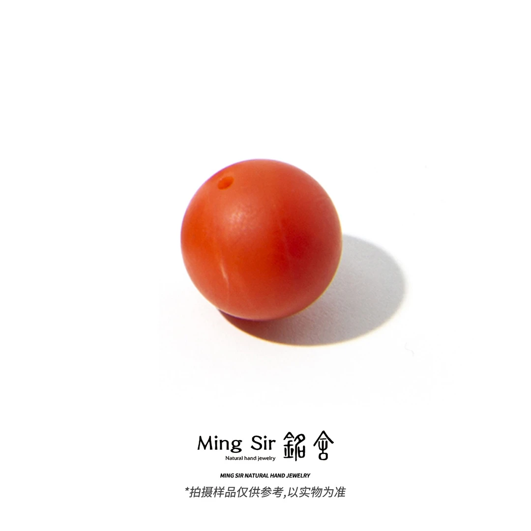 【铭舍 保山柔光单珠瑕】天然保山柔光南红玛瑙圆珠单珠DIY配饰-100