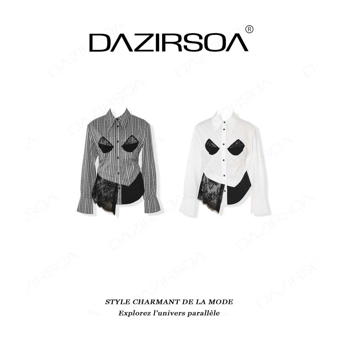 DAZIRSOA/达姿“焕新时序”时尚百搭法绣蕾丝花边小众衬衫 AA706