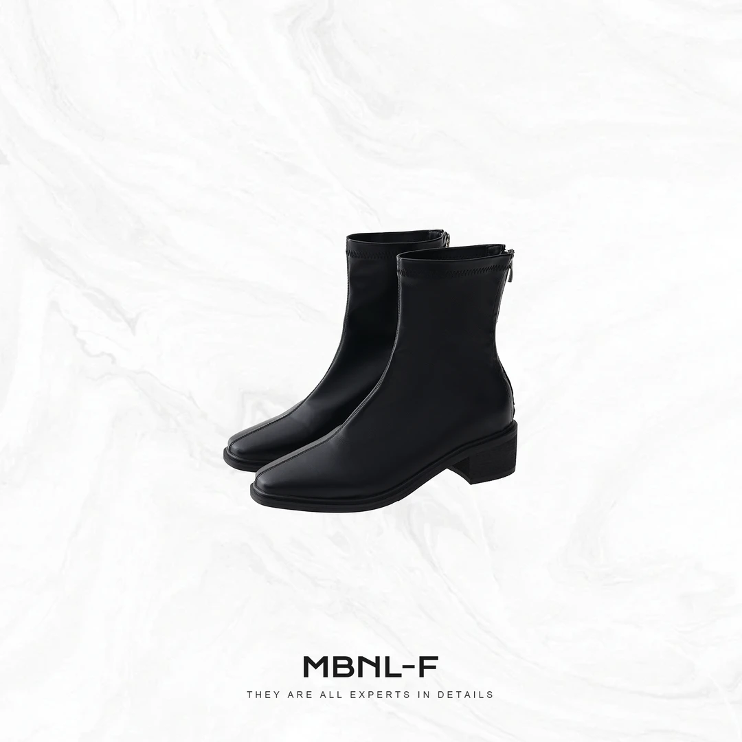 MBNL-F“英式短靴” 极简高级感带增高方头短靴 秦磊XM-XXZ7817