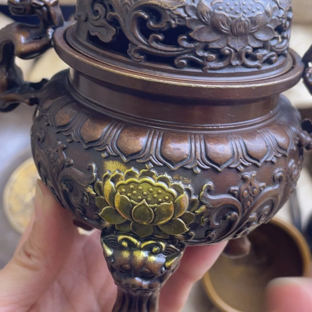 原矿风磨铜熏香炉