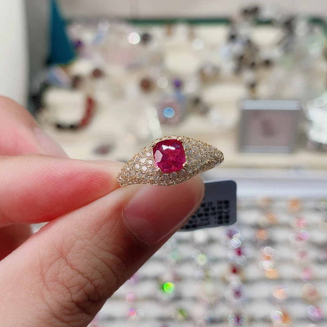 戒指尖晶石银S925镶嵌