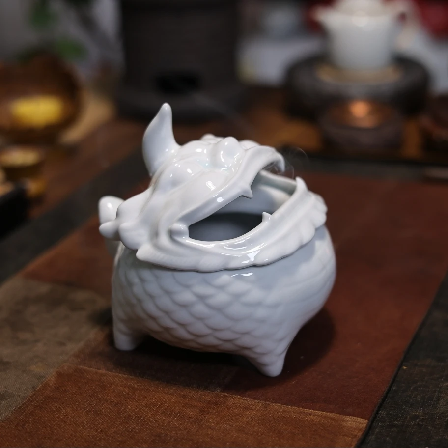 景德镇雕塑手工高温陶瓷香炉祥瑞狻猊甪端睚眦招财茶宠把玩摆件