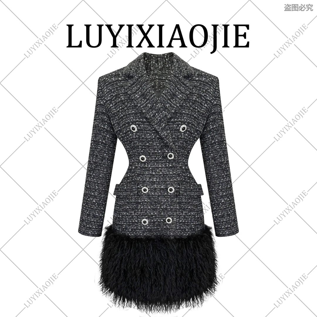 LYXJ【娜拉千金】法式小香风粗花女秋冬高级感复古羽绒服11697