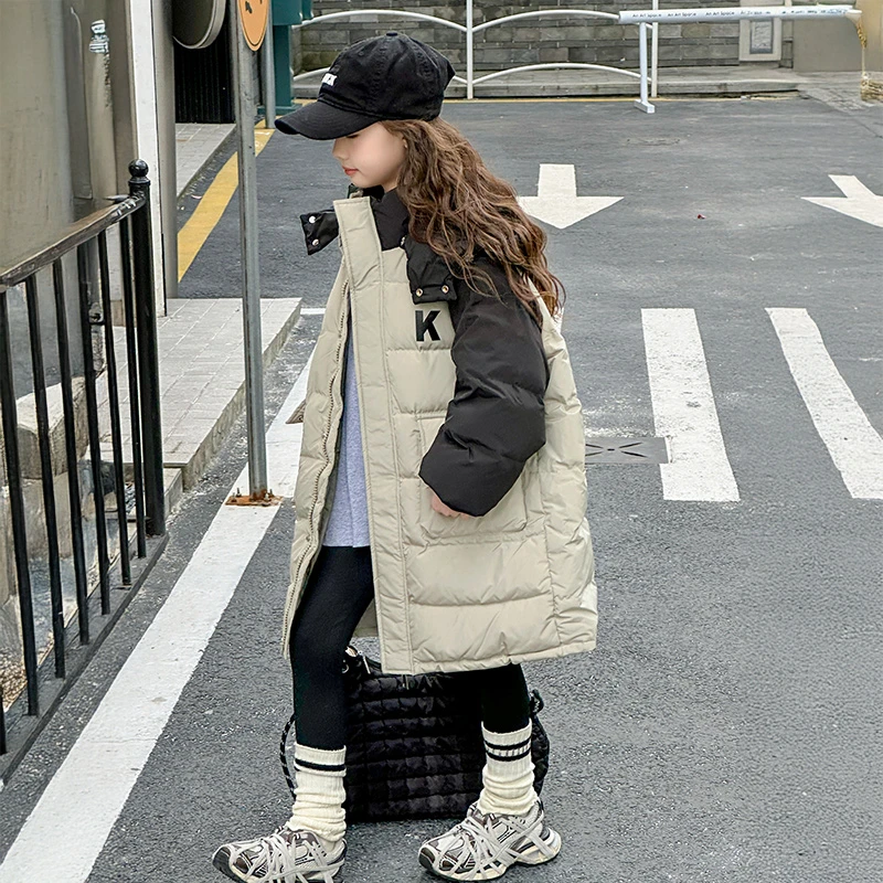 女童羽绒服外套加绒加厚新款女大童中长款上衣