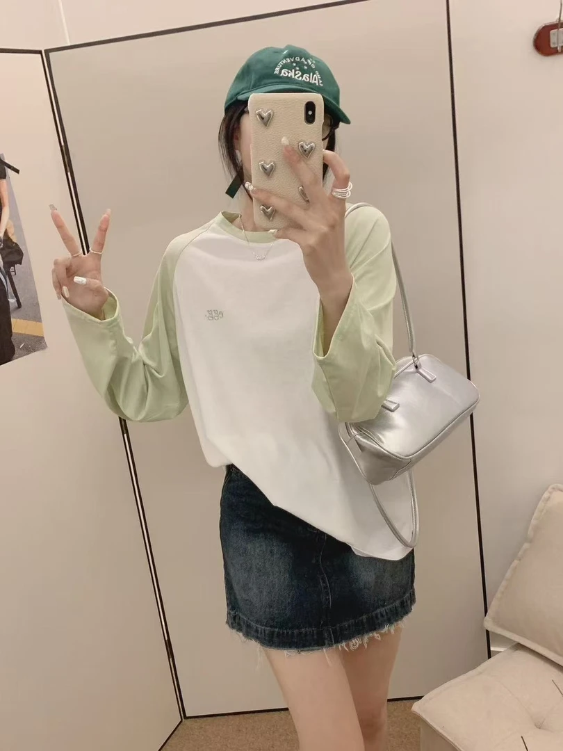 新款雪花棉防晒插肩袖刺绣极简风宽松休闲