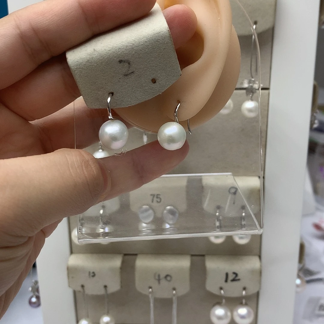 银S925镶嵌耳饰淡水珍珠