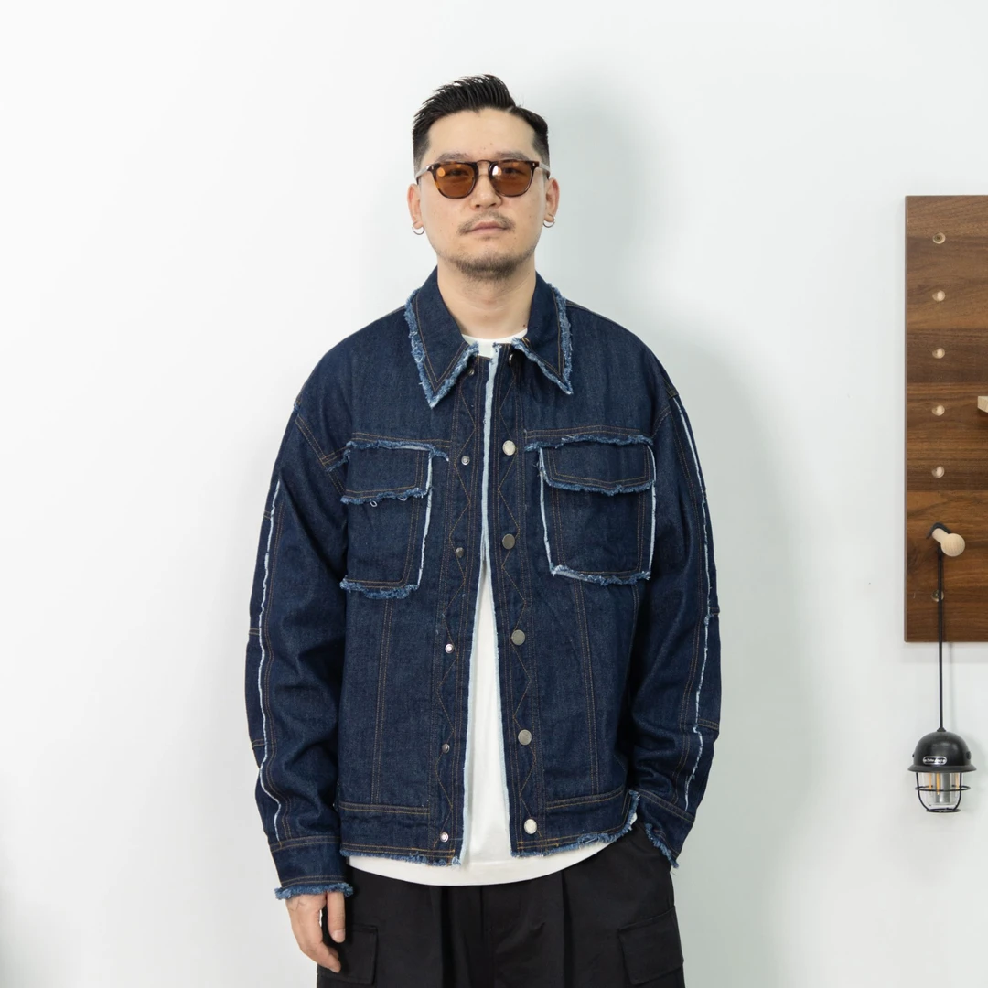 25FW秋季重磅工装牛仔衬衫外套美式休闲复古夹克宽松水洗翻领外套