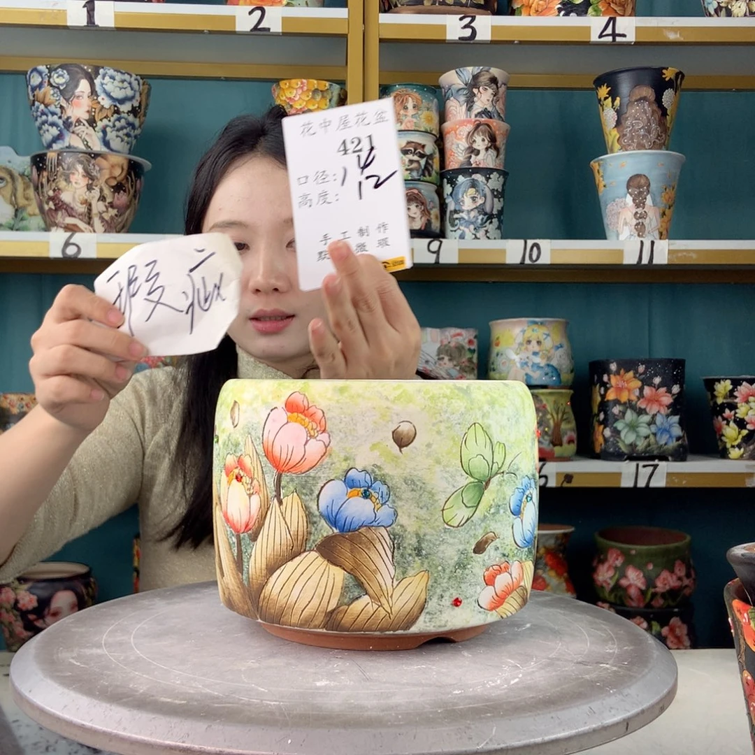 陶景德镇手工花盆421