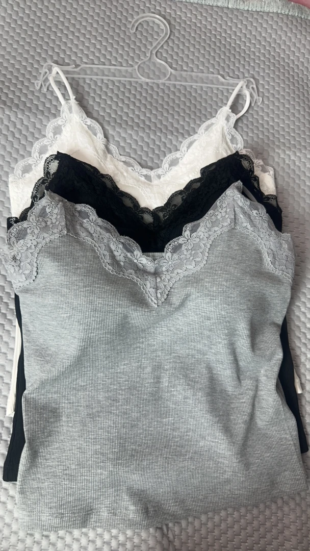 蕾丝吊带背心细肩带天丝竹棉固定杯美背遮副乳网红时尚百搭打底