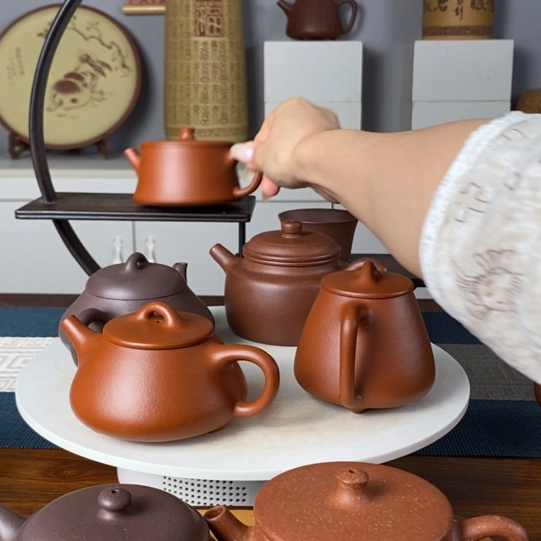 ****哥茶壶紫砂朱泥云柱壶