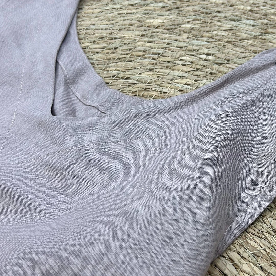 琥珀琉璃紫：夏季高品100汉麻圆领立领正反两穿背心简约通勤