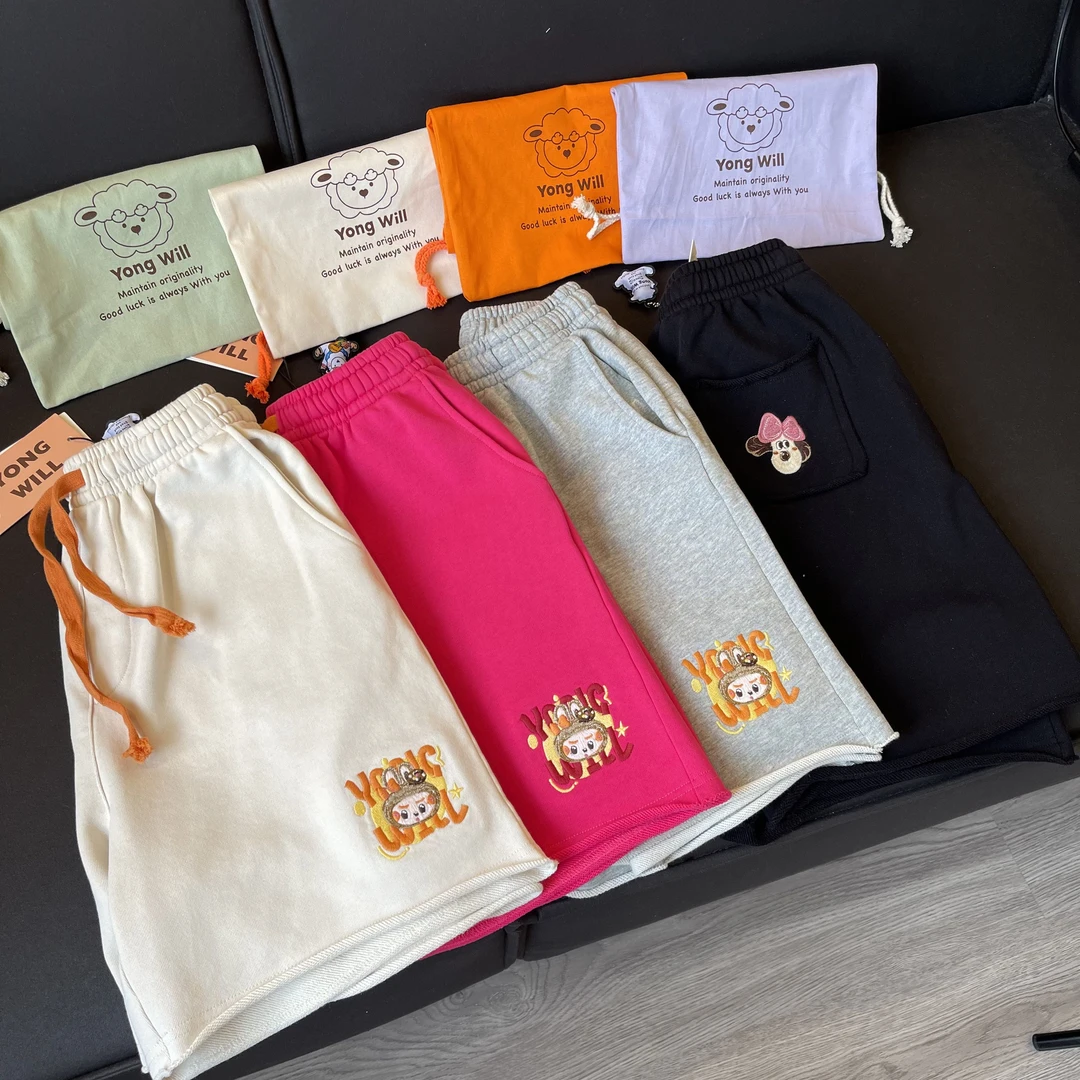 （每条带布袋）显瘦显腿直~刺绣牵手布布~Yong will毛边短裤2038