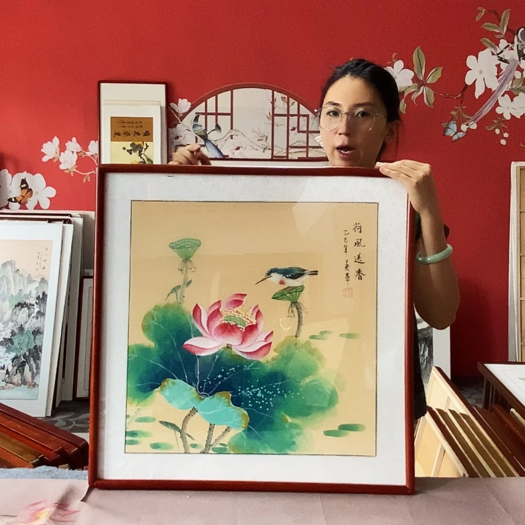 敷***衍国画手写手绘带框包邮62✖️62国画作品