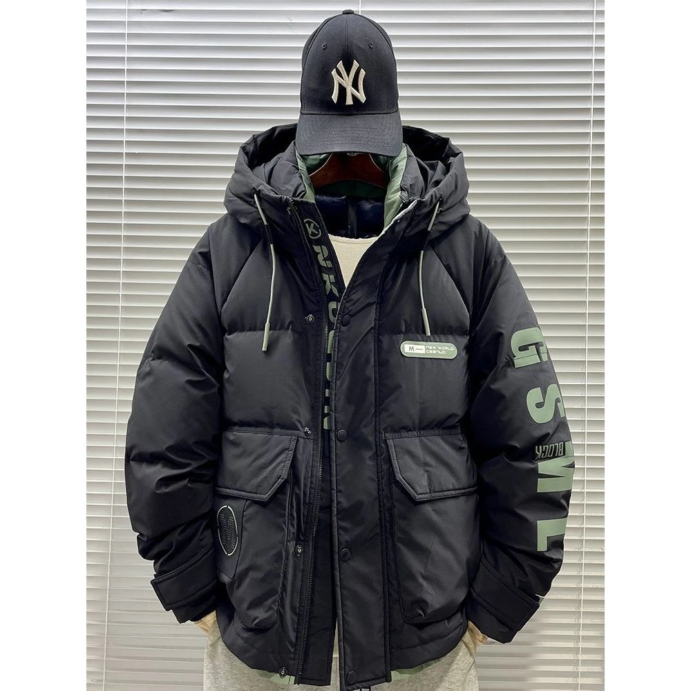 【石头清货价】防寒服男士冬季加厚新款潮牌宽松百搭连帽外套9859