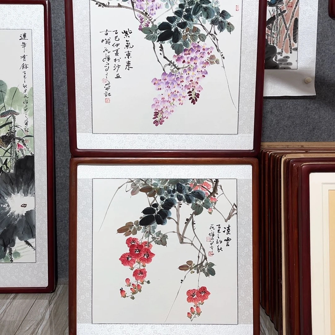 国画书画作品带框63×63