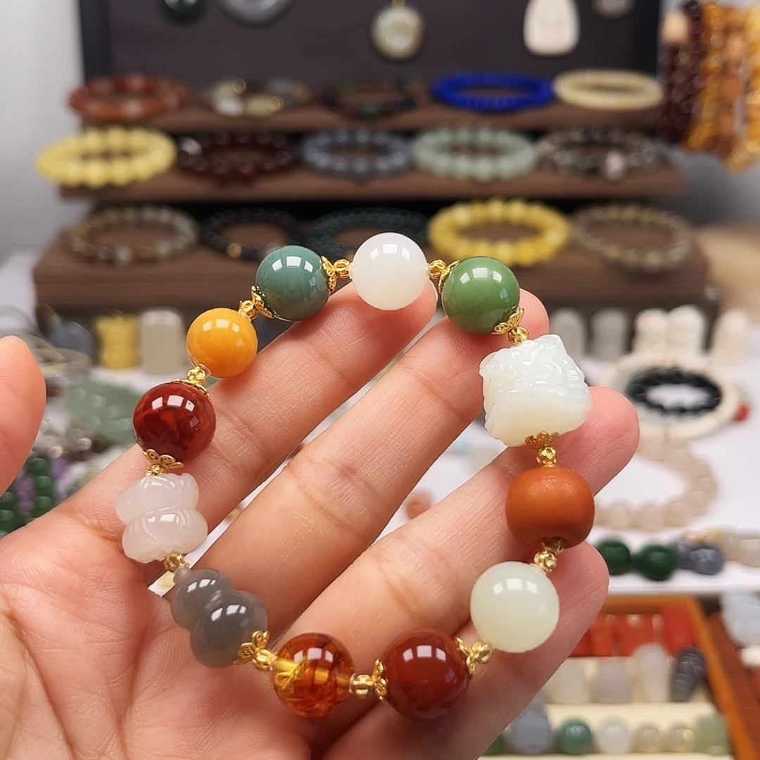 手链未镶嵌和田玉多宝手串