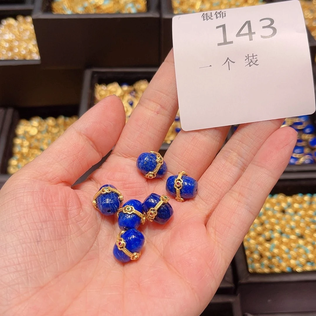 水晶珠宝半成品银S925镀金镶嵌143 。