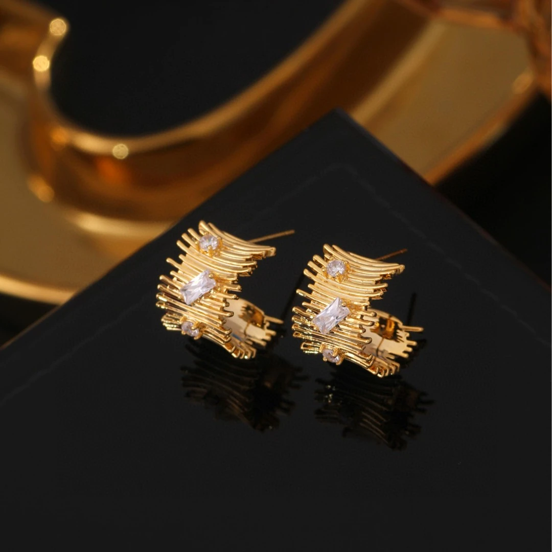 铜合金耳饰 《货号8966》布契风拉丝C圈耳环明星同款