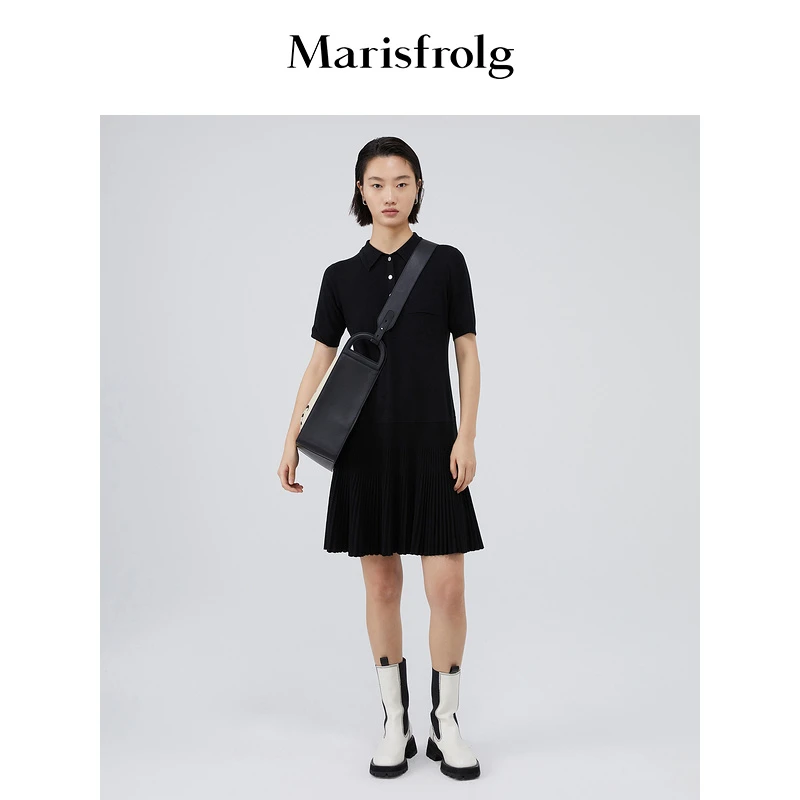 【艾钱钱精选】玛丝菲尔秋季时尚纯色桑蚕丝连衣裙A1BW3861M