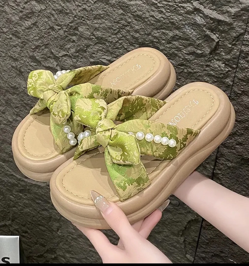 沙滩一字拖女外穿配裙子的凉拖鞋仙女风欧若智性风