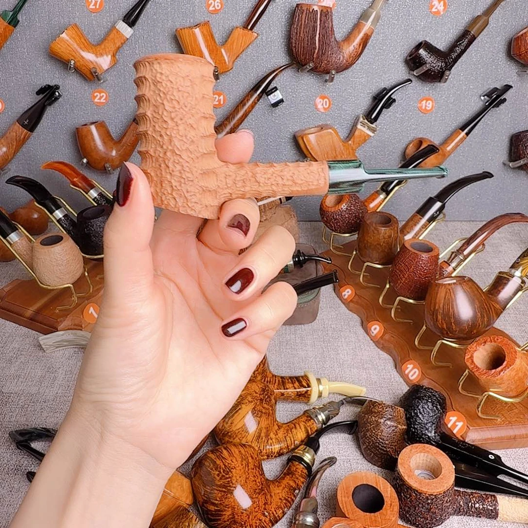 石楠木手工烟斗锤子八花坎嘴3毫米