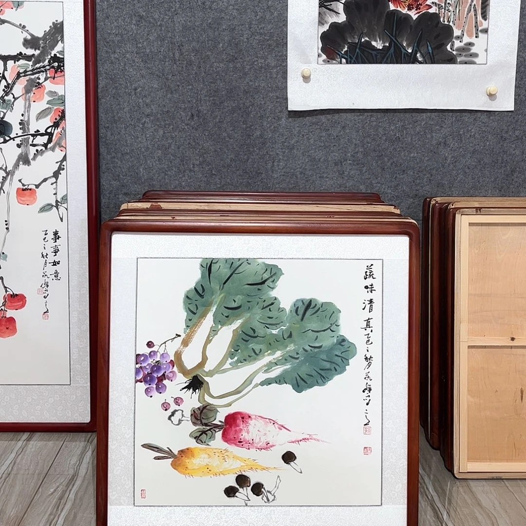 国画书画作品带框63×63