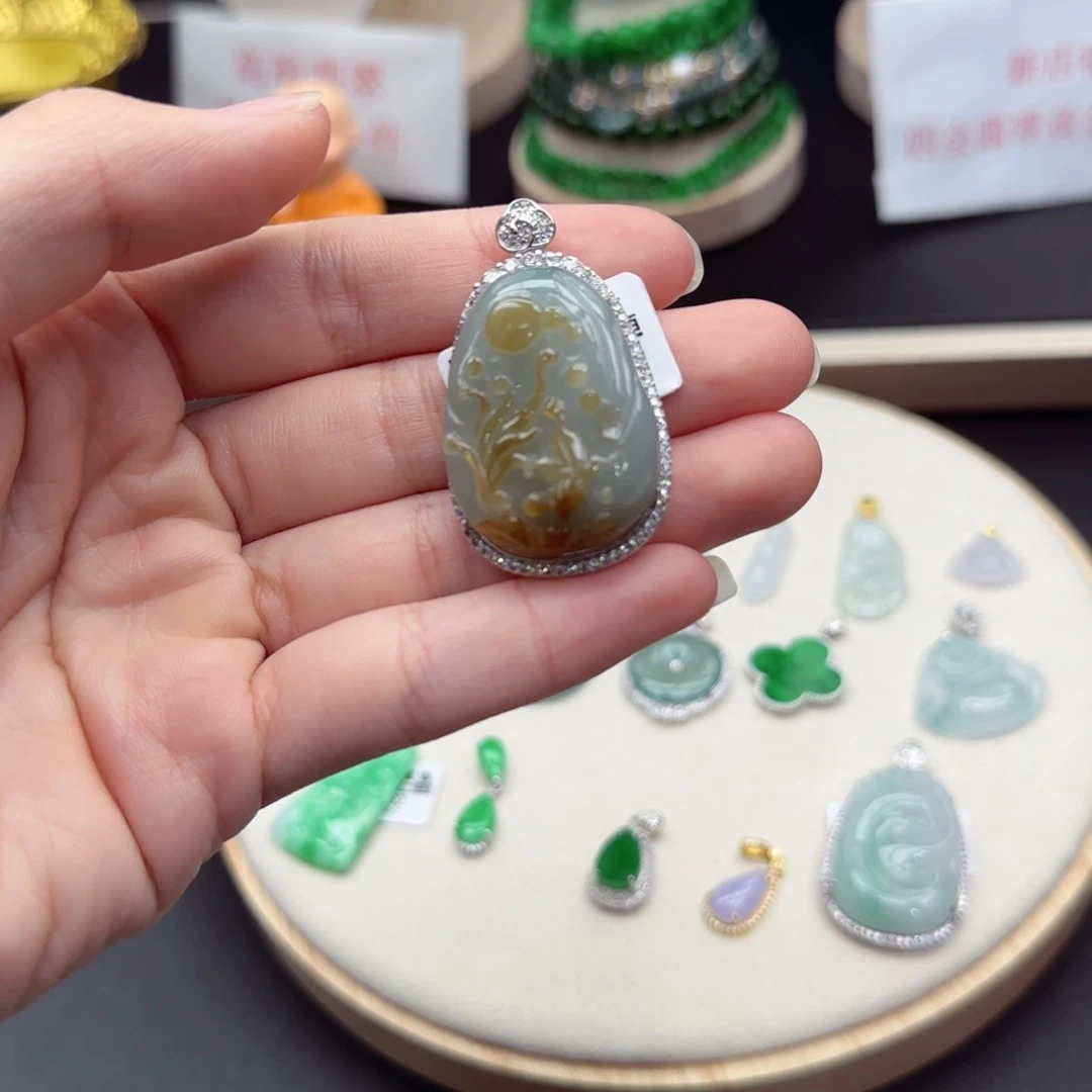 翡翠吊坠(不含链)银S925镶嵌