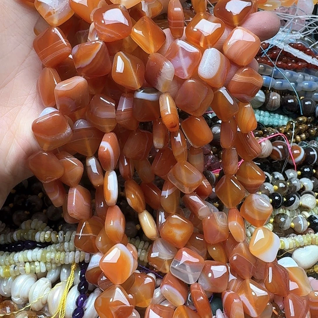 玛瑙/玉髓合金珠宝半成品一条15m蚕丝红玛瑙