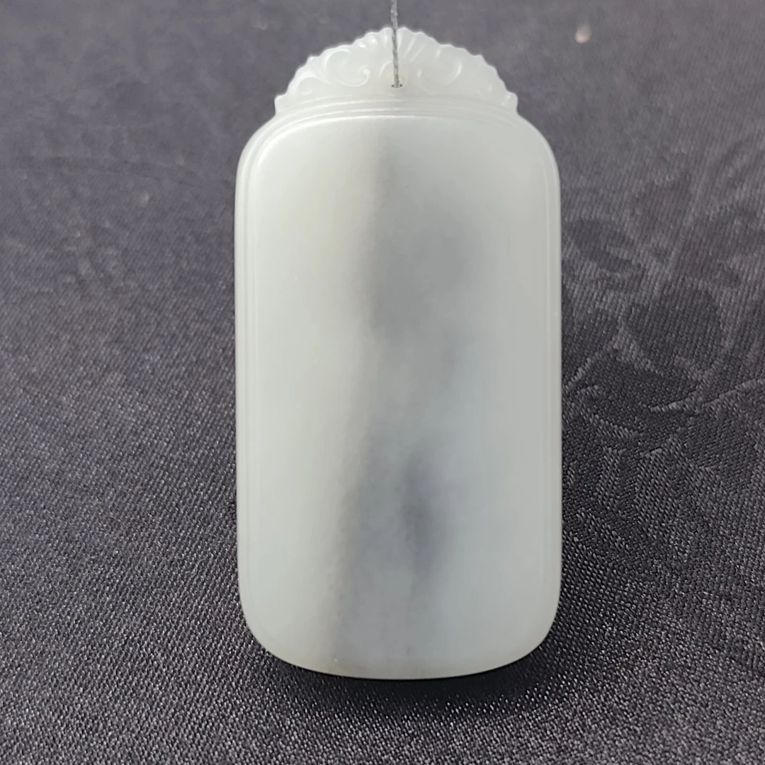 【国玉甄品】 D21509 于田青花无事牌吊坠47X23.8mm