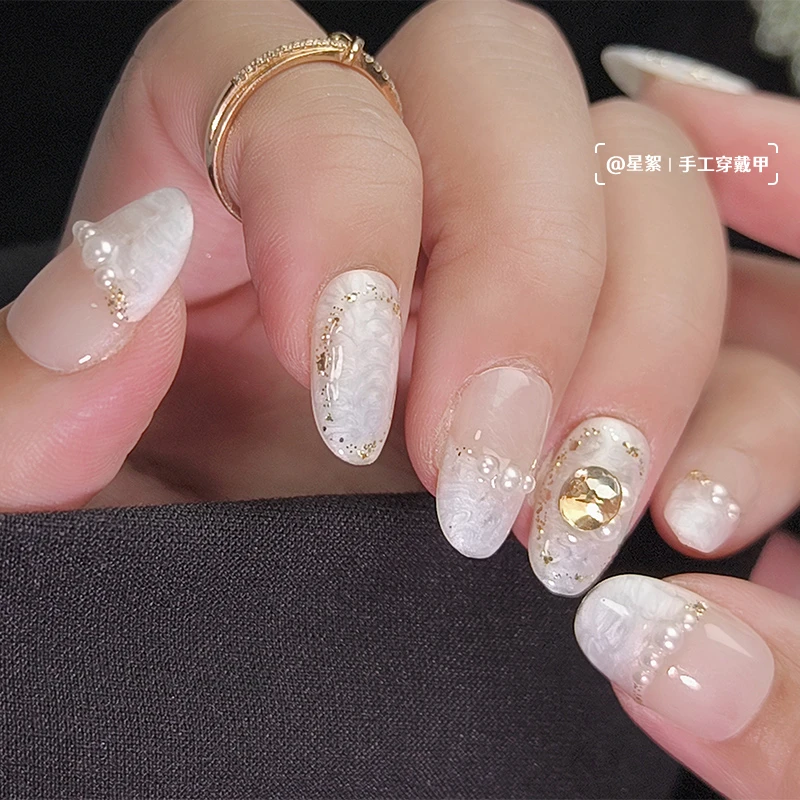 发顺丰【梨花姬】新款纯手工穿戴甲甜美美甲10片（有收纳盒）