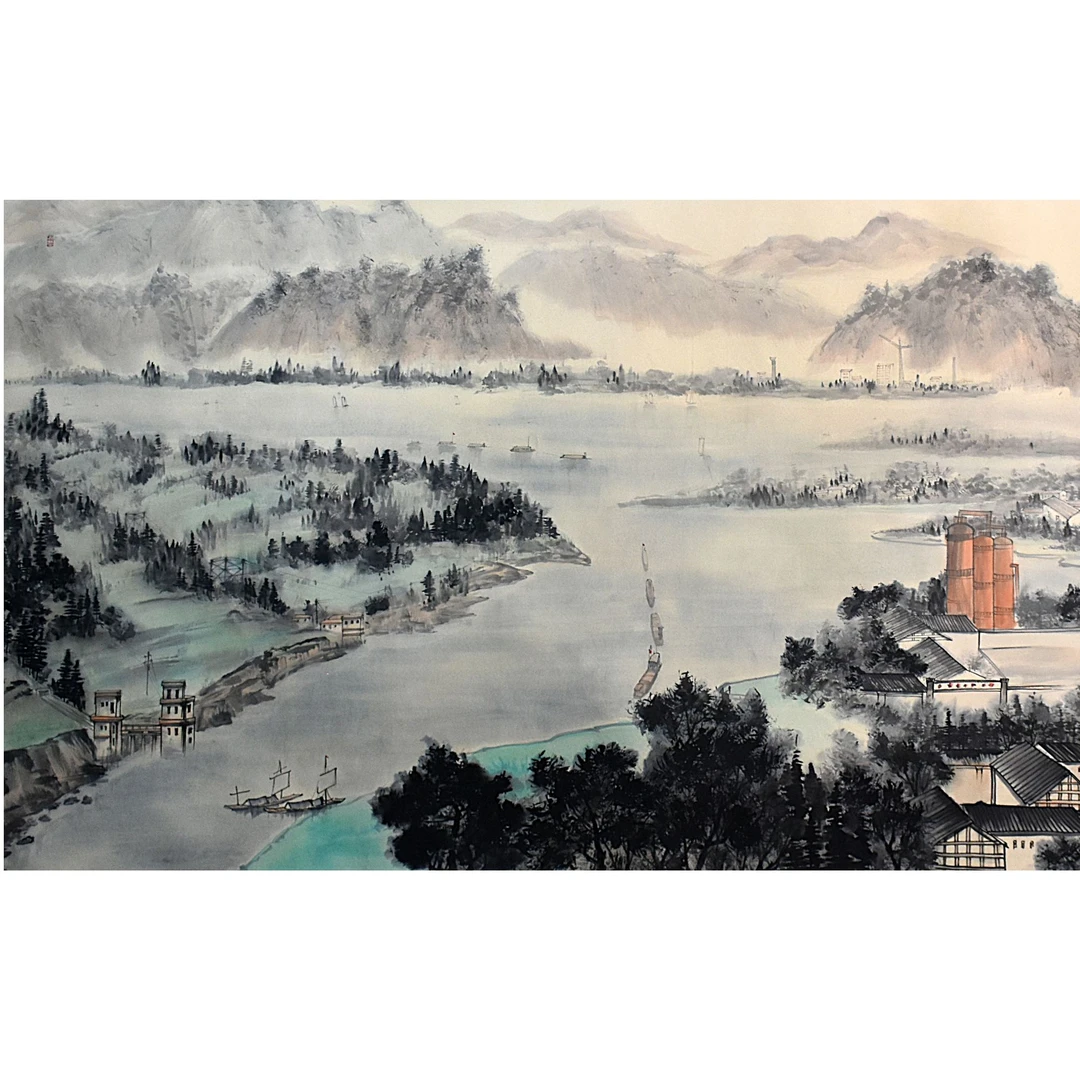 HM9345 江南水乡新貌 145×358 纸本镜片 46.7平尺