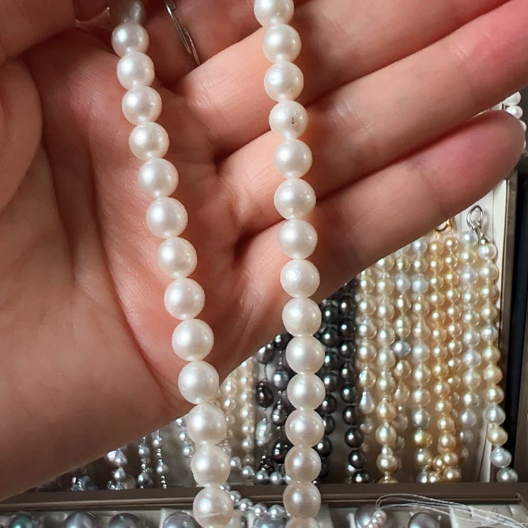 淡水珍珠银S925镶嵌颈饰