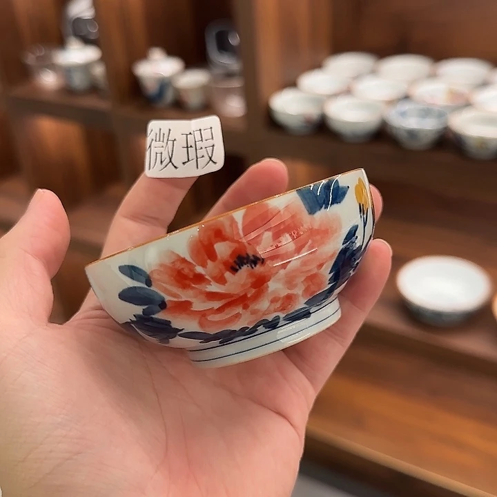 釉下手绘茶具微瑕