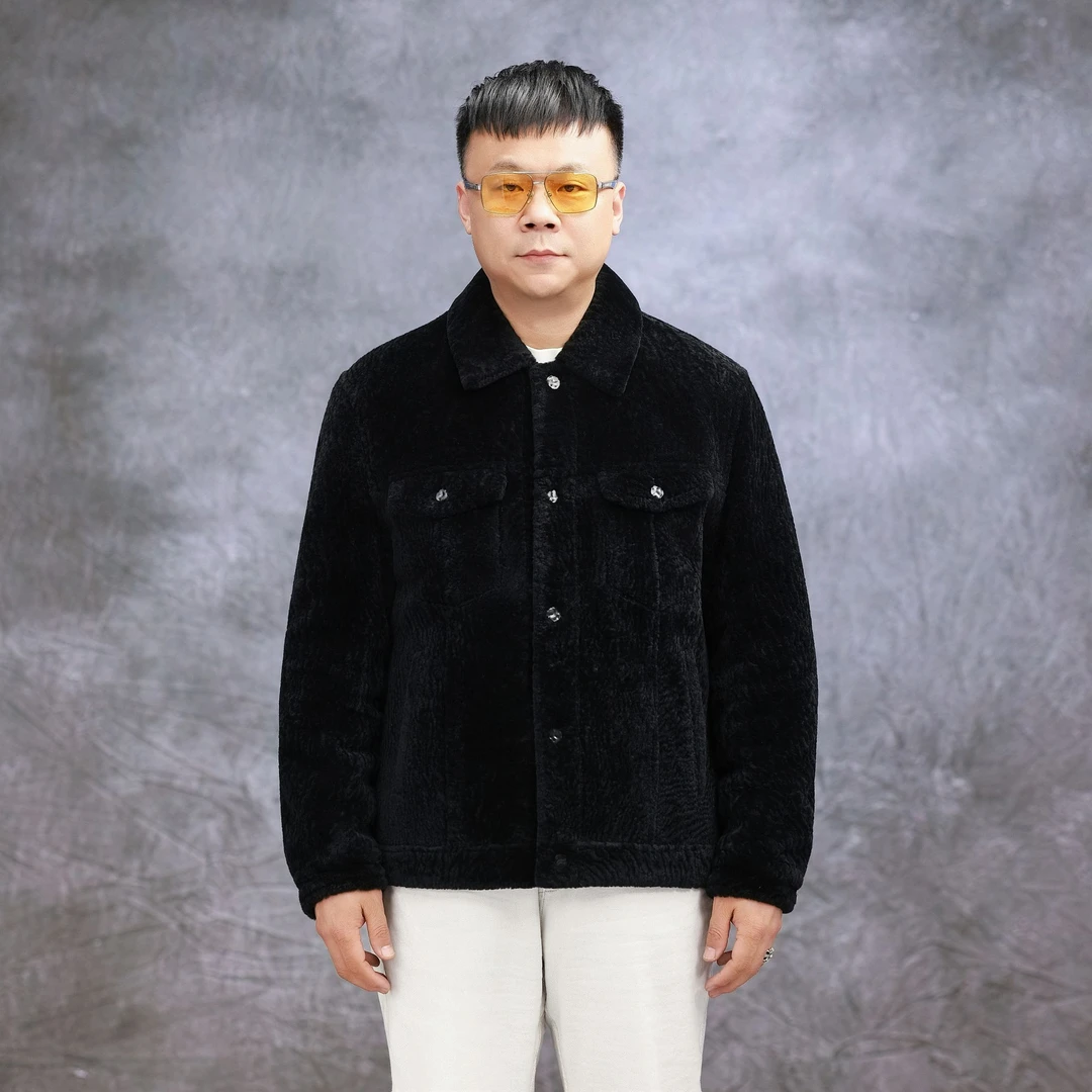 KARUOBIN/卡若宾秋冬土耳其进口美利奴羊毛皮毛一体男士外套时尚