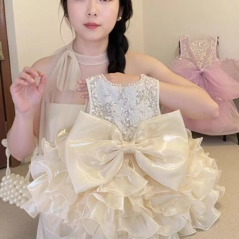 【银翼仙子】女童2025新款小众高级轻奢宴会重工蓬蓬裙礼服裙四季裙