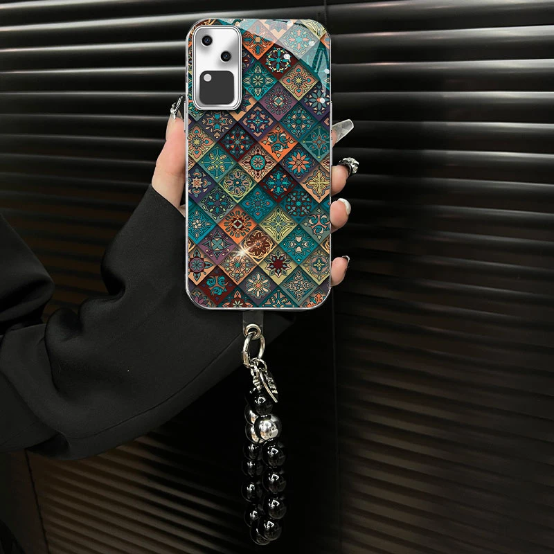 适用于【vivos18pro】玻璃壳五彩图腾ins风网红创意个性手机壳女款