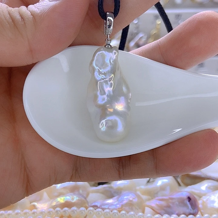 快***7颈饰银S925镶嵌淡水珍珠86