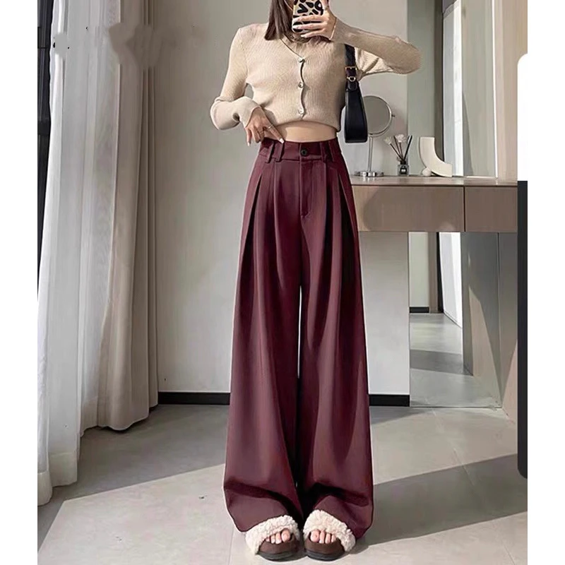 【海南简爱】C新款春秋季宽松垂感直筒西装裤女66013-1